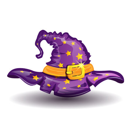 Cartoon witch hat isolated element of wizard costume.のイラスト素材