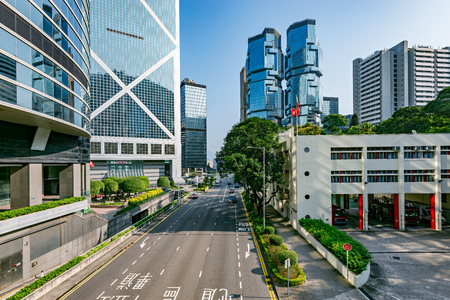 View of the center of Hong Kong at morning time.