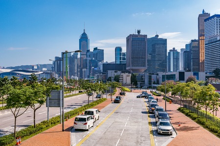View of the day city streets in Central district. Hong Kongの写真素材