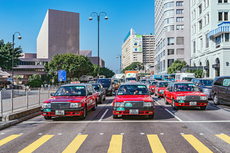 Hong Kong, China - December 10, 2016: View of the Kowloon central city street.のeditorial素材