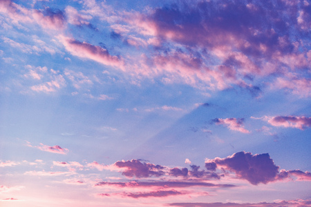 Amazing cloudscape on the sky at sunset time after rain.