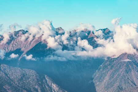 Caucasus mountains at sunset time. Sochi. Russia.