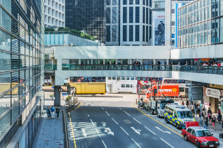 Hong Kong - December 10, 2016: Day city view in the Central District at day time.のeditorial素材