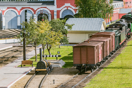 View of the territory of railway museum and steam locomotive depot.