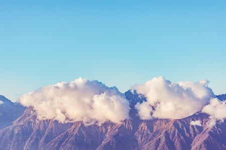 Caucasus mountains at sunset time. Sochi. Russia.