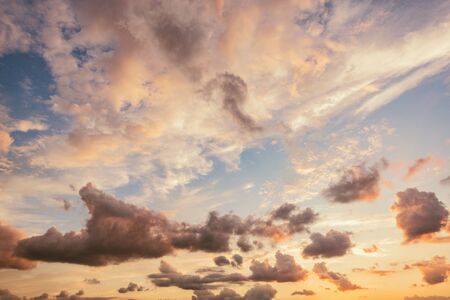 Amazing cloudscape on the sky at sunset time after rain.の写真素材