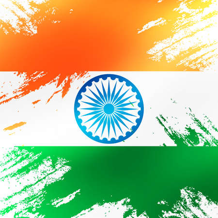 Indian flag on white background. Vector illustration.のイラスト素材