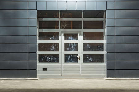 Exterior of the auto service building at night time.の写真素材