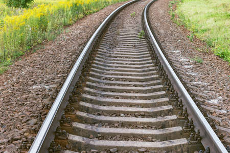 Railway track at evening summer time.の写真素材