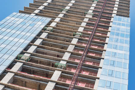 Building exterior view at housing construction time.
