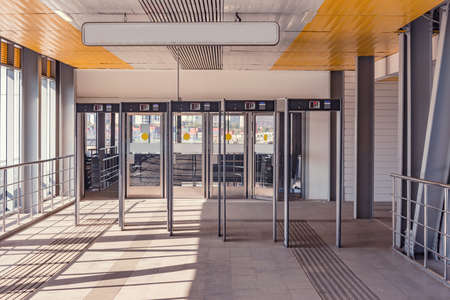 Security checkpoint in the railway station corridor.の写真素材