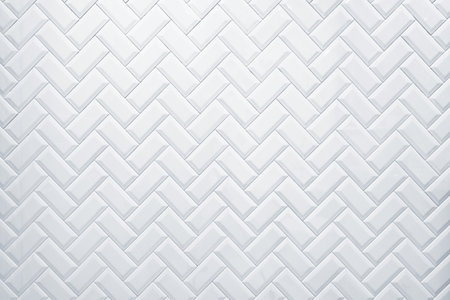 White tile on the wall in the bathroom.の写真素材
