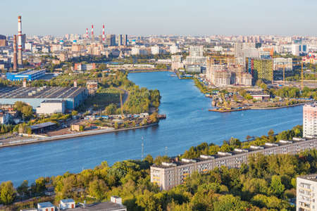Aerial city view at evening time. Moscow. Russia.の写真素材