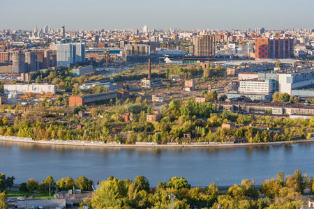 Aerial city view at day time. Moscow. Russia.の写真素材