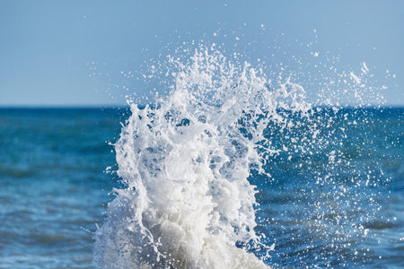 Wave of the sea water at sunny day time.の写真素材