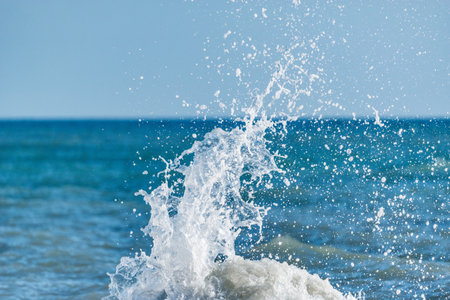 Wave of the sea water at sunny day time. Black sea.の写真素材