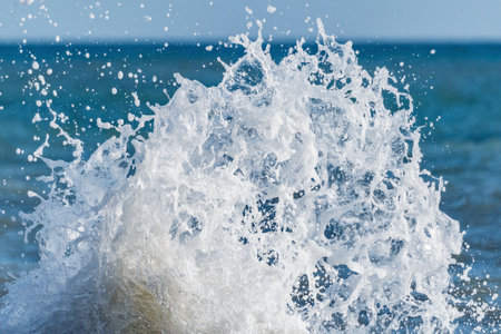 Wave of the sea water at sunny day time. Black sea.の写真素材