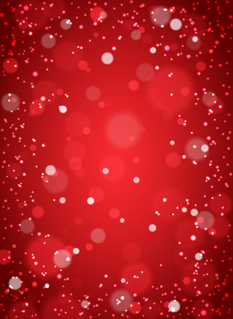 Blurred snowflall on red background. Vector illustration.のイラスト素材