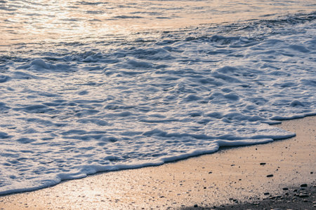 Wave of the sea water at evening time. Black sea.の写真素材