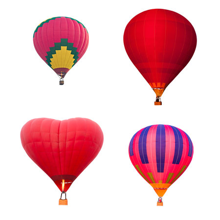 Set of colorful hot air balloon isolated on white background.の写真素材