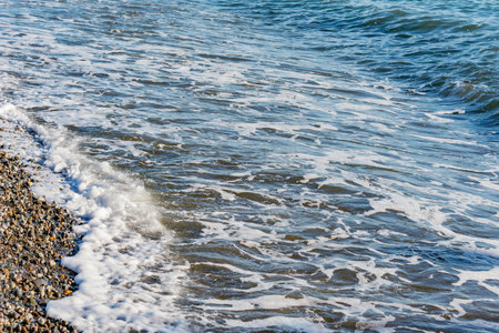 Wave of the water in the open sea. Black sea.の写真素材