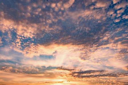 Amazing cloudscape on the sky at sunset time after rain.の写真素材