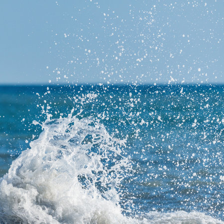 Wave of the sea water at sunny day time. Black sea.の写真素材