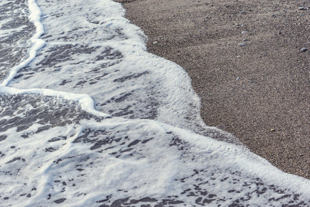 Wave of the sea water at evening time. Black sea.の写真素材