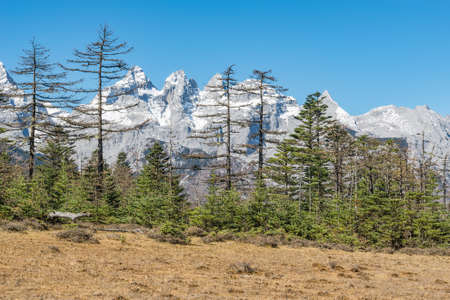 Mountain view at day time by Lijiang. Yunnan province. China.の写真素材