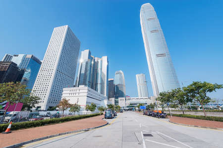 View of the day city streets in Central district. Hong kongの写真素材