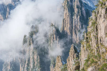 Clouds above the peaks of Huangshan National park. China.の写真素材