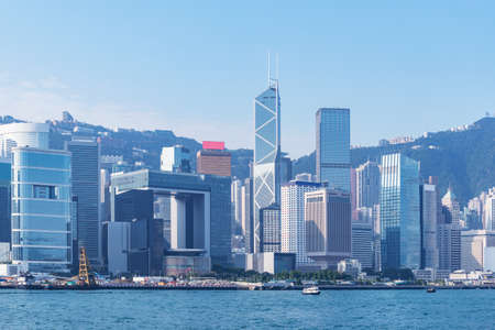 View of Hong Kong harbor at day time.の写真素材