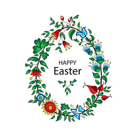 Happy easter colorful postcard image. Vector illustration.のイラスト素材