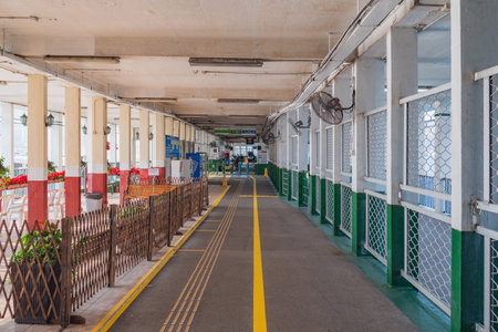 Kowloon, Hong Kong - December 15, 2016: Interior of the passenger pier corridor.のeditorial素材