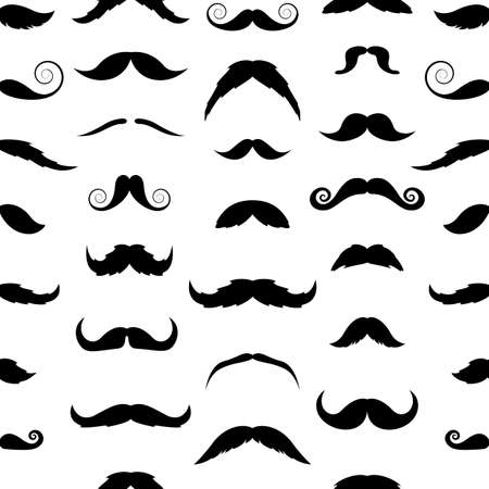 Mustaches on white. Seamless background. Vector illustration ,.のイラスト素材
