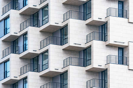 Balconies and windows of the new apartment house.の写真素材