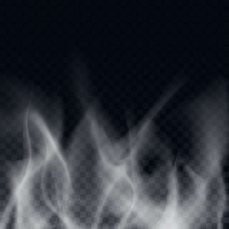 Isolated white smoke on dark background. Vector illustration.のイラスト素材