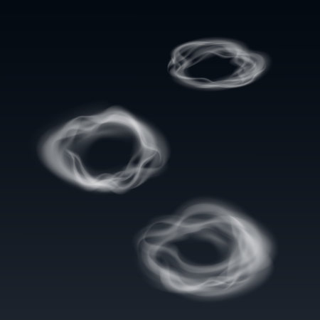 Isolated white smoke on dark background. Vector illustration.のイラスト素材