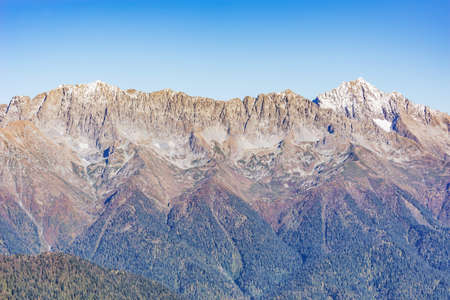 Chugush mountain view at autumn evening time. Caucasus. Russia.の写真素材