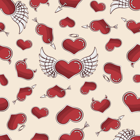 Seamless background with heart shapes. Vector illustration.のイラスト素材