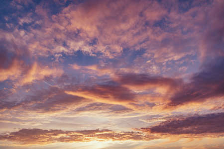 Amazing cloudscape on the sky at sunset time after rain.