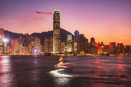 Evening city view of Hong Kong island.の写真素材