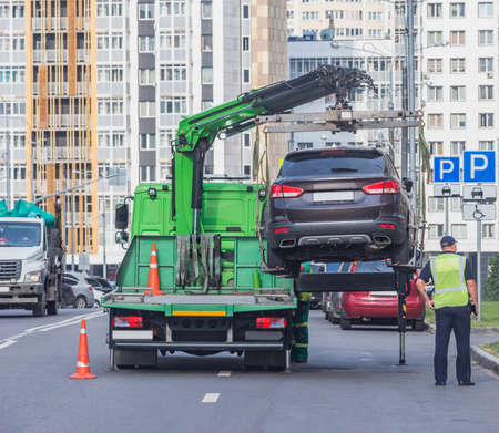 Tow truck for transportation faults and emergency cars.の写真素材