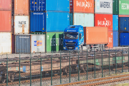 View of the railway container terminal. Customs area.