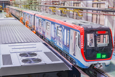 Mytishchi, Russia - February 21, 2017: Rail car assembly plant for the metro trains. Mytishchi Metrovagonmash factory.のeditorial素材