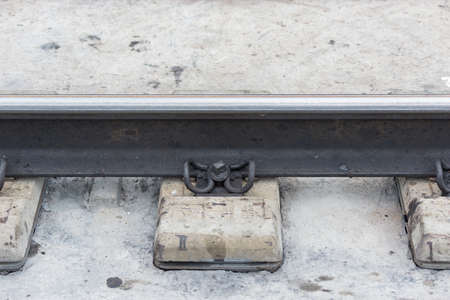 Part of the railway track with concrete sleeper.