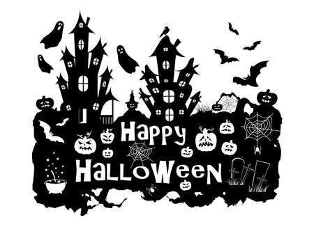 Halloween illustration on white background. Vector illustration.のイラスト素材