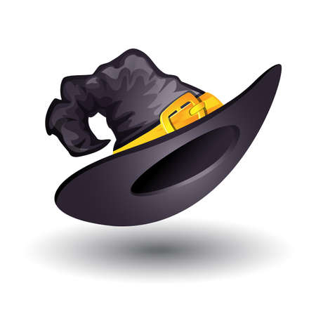 Cartoon witch hat isolated on white background, element of wizard costume. Vector illustration.のイラスト素材