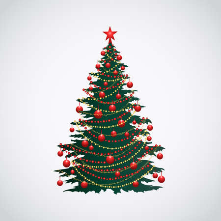 New year tree on white background. Vector illustration.のイラスト素材