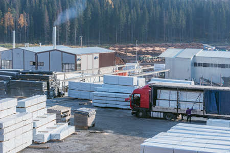 Timber mill territory by the forest edge.の写真素材